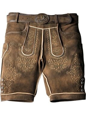 Alps Oak German Authentic Lederhosen Oktoberfest 100% Leather Shorts US sz 40